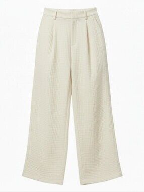 Women's Wide Leg Cream Crinkle Gauze Pants Size 6